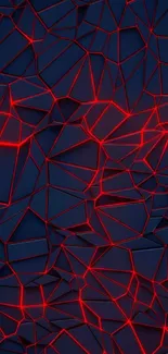 Mobile wallpaper with geometric neon red lines on dark background.