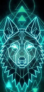 Geometric neon wolf illustration wallpaper.