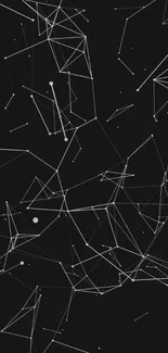 Geometric network wallpaper with black background and white lines.