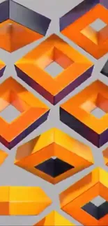 Orange and black 3D geometric cubes pattern.