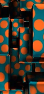 Bold geometric wallpaper with orange circles on blue background.