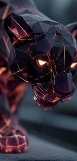 Geometric panther sculpture with glowing accents on a dark background.