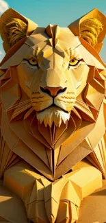 Geometric paper-crafted lion art wallpaper.