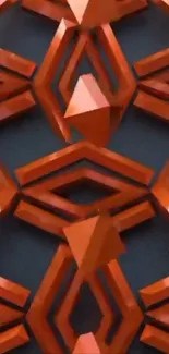 3D geometric orange pattern wallpaper.