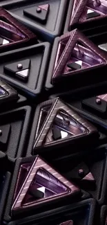 Abstract geometric pattern wallpaper in purple and black hues.