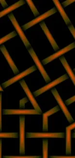 Bold orange and black geometric pattern wallpaper.