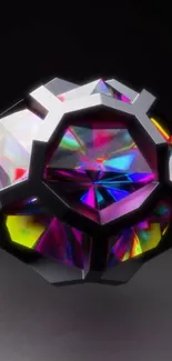 Colorful geometric prism with light reflections.