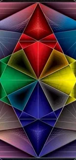 Geometric prism design with vibrant colors.