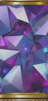 Geometric purple and blue gemstone design wallpaper.