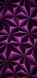 Geometric purple wallpaper with abstract 3D pattern design.