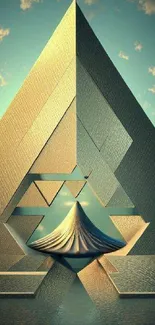 Abstract geometric pyramid art with a futuristic style for mobile wallpaper.