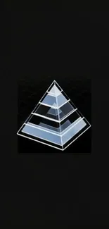 Minimalistic glass pyramid on black wallpaper