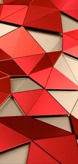 Red geometric abstract 3D shapes wallpaper.