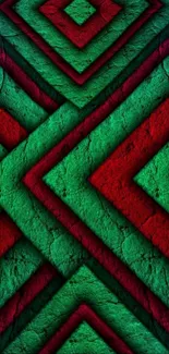 Abstract wallpaper with red and green geometric patterns