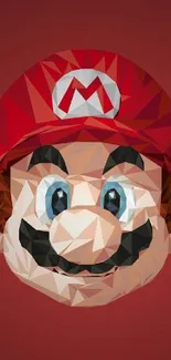 Polygonal art of a gaming character with a red hat on a deep background.