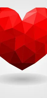 Geometric red heart on a white background.