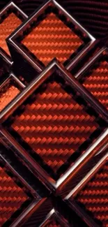 Geometric red pattern with diamond shapes.