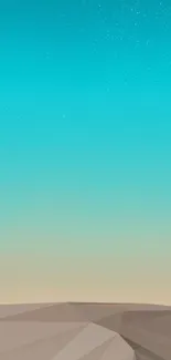 Geometric mobile wallpaper with a turquoise sky and abstract design.