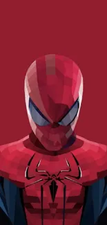 Geometric Spider-Man wallpaper in dark red tones.