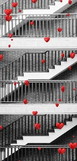 Symmetrical brick staircase pattern in urban architectural design.