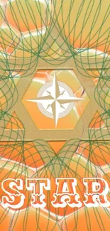 Orange and geometric star design mobile wallpaper.