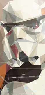 Geometric mosaic of Stormtrooper helmet in abstract style.