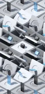 Geometric tech wallpaper with futuristic design.