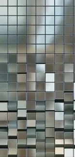 Geometric tile art wallpaper with reflective designs.