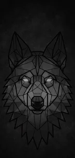 Geometric wolf design on dark background wallpaper.