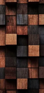 Geometric wooden blocks pattern wallpaper