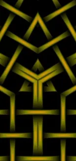 Geometric yellow and black pattern wallpaper.