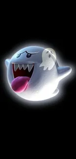 Whimsical ghost character on a dark background wallpaper.