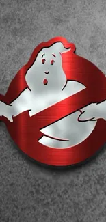 Ghost logo on red metallic background, perfect for mobile.