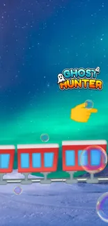 Ghost Hunter wallpaper with a colorful train beneath northern lights.