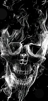 Ghostly smoke skull on black background, perfect for phones.