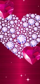 Sparkling pink heart on magenta background.