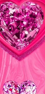 Glamorous pink heart wallpaper with a shiny gem effect.