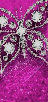 Glamorous butterfly diamond wallpaper with magenta background.