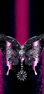 Glamorous pink butterfly wallpaper with glittering details.