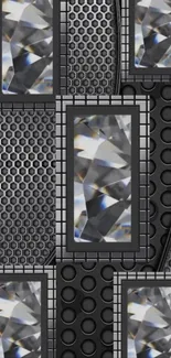 Diamond art wallpaper with geometric design.