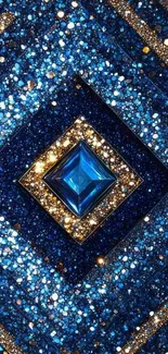 Blue diamond pattern wallpaper with shimmering gems.