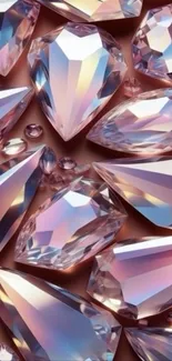 Mobile wallpaper with pink diamonds in various shapes.