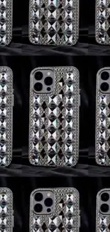 Diamond-studded luxury phone case wallpaper pattern.