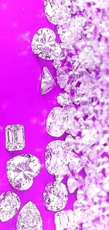 Mobile wallpaper featuring sparkling diamonds on a vibrant purple background.