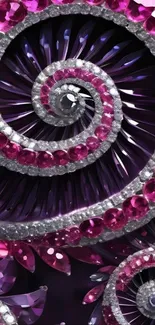 Intricate spiral design with pink and purple gems.