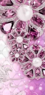 Elegant mobile wallpaper with purple gemstones and floral design.