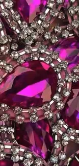 Vibrant pink jewel pattern with shimmering diamonds.