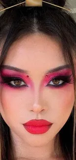 Close-up of a vibrant makeup look, perfect for mobile wallpaper.