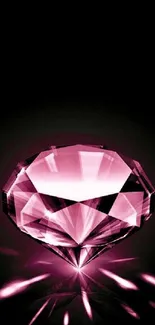 Glamorous pink diamond on a black background for mobile wallpaper.