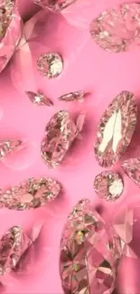 Pink background with sparkling diamonds scattered artfully.